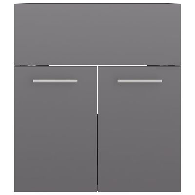 vidaXL Sink Cabinet High Gloss Grey 41x38.5x46 cm Engineered Wood