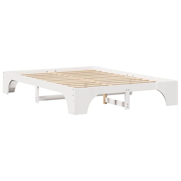 vidaXL Bed Frame White 150 x 200 cm Solid Pine Wood