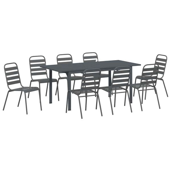 vidaXL Garden Dining Set 9 pcs Anthracite Powder-coated Steel