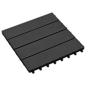 vidaXL Decking Tile 11 pcs Black 30 x 30 cm WPC