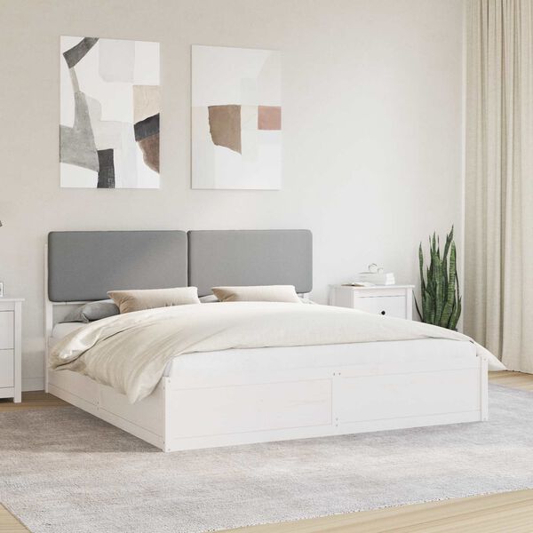 vidaXL Bed Frame with Upholstered Headboard Light Grey 180 x 200 cm