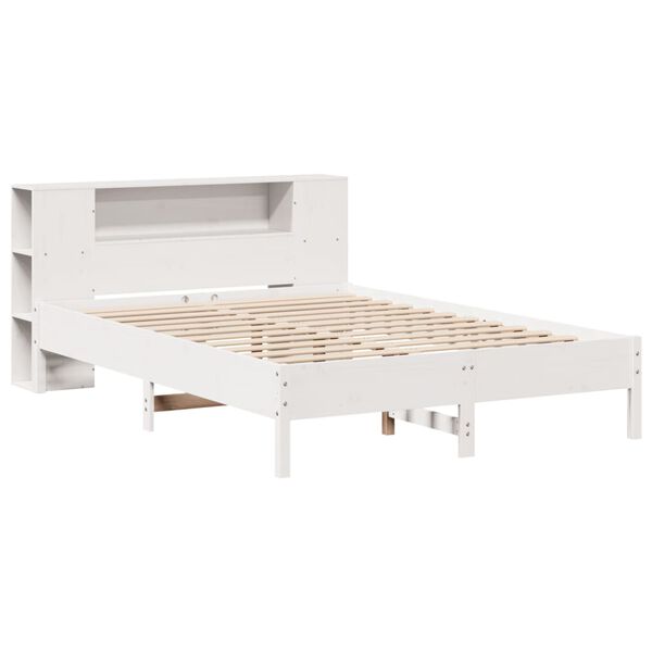 vidaXL Bookcase Bed without Mattress White 140x200 cm Solid Wood Pine