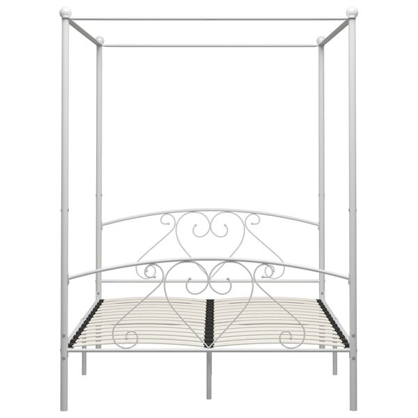 vidaXL Bed Frame without Mattress with Canopy White 160x200 cm Metal