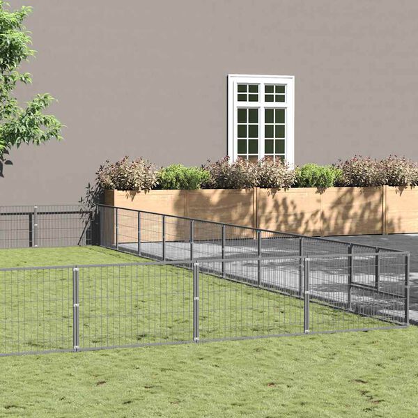 vidaXL Dog Kennel Silver 90 m&sup2; Steel