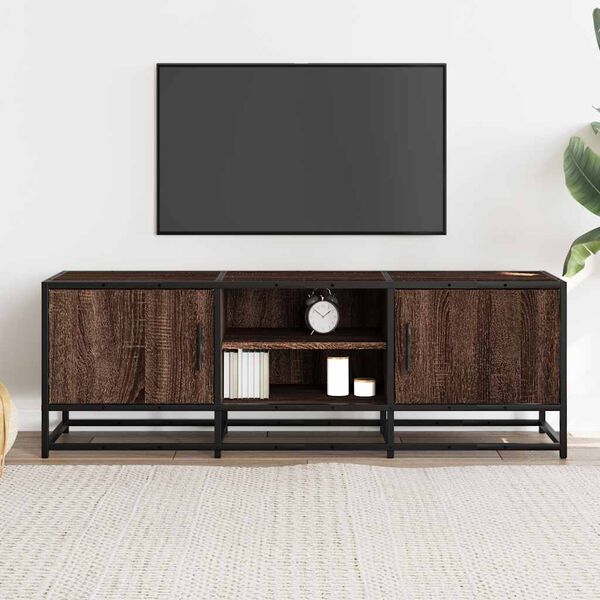 vidaXL TV Cabinet Brown Oak 120x35x41 cm Engineered Wood and Metal
