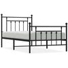 vidaXL Metal Bed Frame without Mattress with Footboard Black 100x190cm