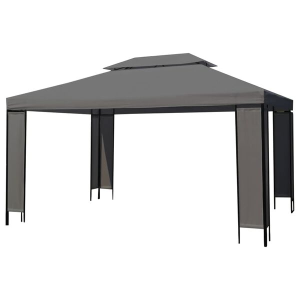 vidaXL Gazebo with LED String Lights Anthracite 3x4 m