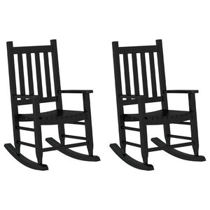vidaXL Rocking Chairs for Children 2 pcs Black Solid Wood Poplar