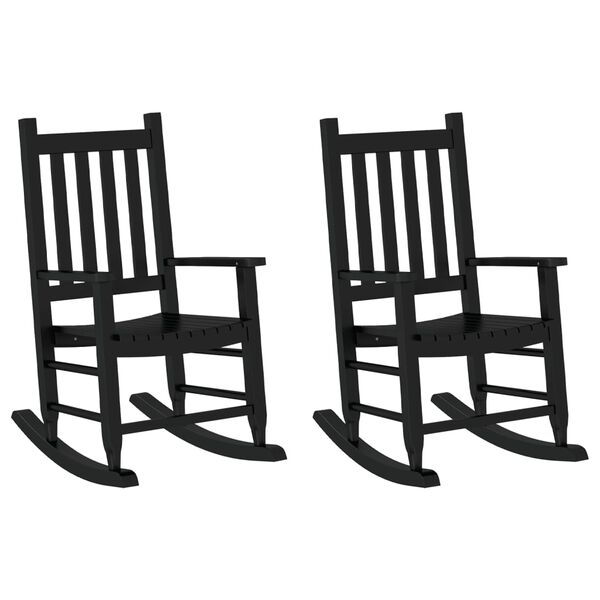 vidaXL Rocking Chairs for Children 2 pcs Black Solid Wood Poplar