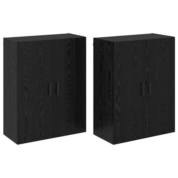 vidaXL Wall-Mounted Cabinet 2 pcs Black Oak 69.5 x 34 x 90 cm