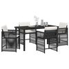 vidaXL Garden Dining Set 5 pcs Black Poly Rattan