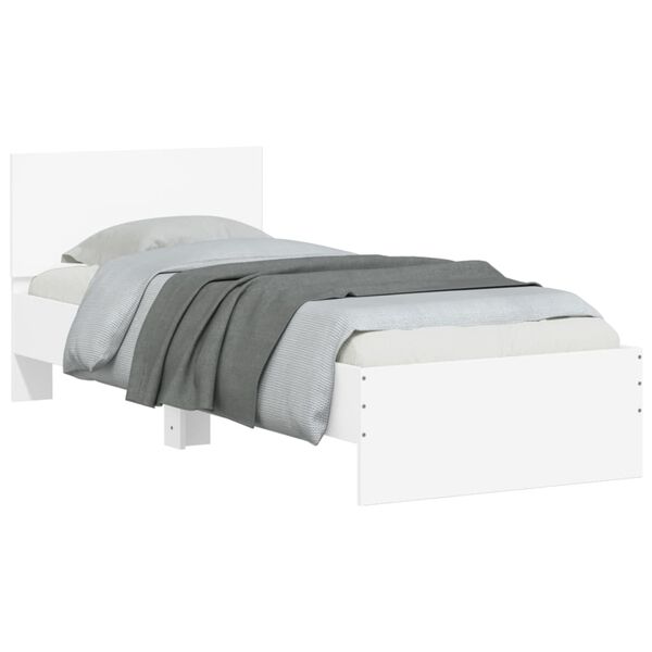 vidaXL Bed Frame without Mattress with Headboard White 75x190 cm Small Single