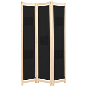 vidaXL 3-Panel Room Divider Black 120x170x4 cm Fabric