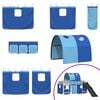 vidaXL Kids'Loft Bed Frame with Curtains, Arch, Slide White and Blue