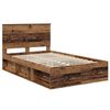 vidaXL Bed Frame with Headboard Old Wood 135 x 190 cm Solid Pine Wood