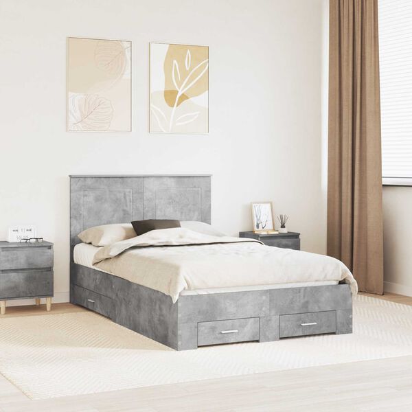 vidaXL Bed Frame Concrete Grey 120 x 200 cm Engineered Wood