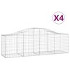 vidaXL Arched Gabion Baskets 4 pcs 200x50x60/80 cm Galvanised Iron