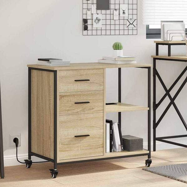 vidaXL Cabinet with Charging Station Sonoma Oak 76 x 41 x 72 cm