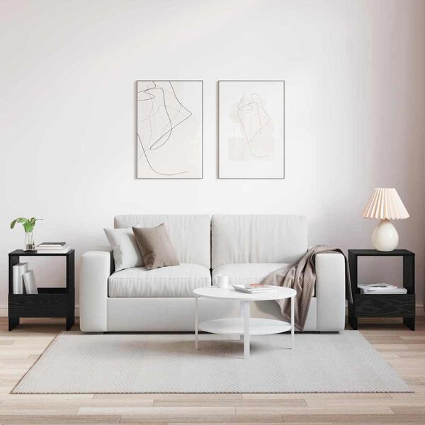 vidaXL Magazine Rack 2 pcs Black Oak 35 x 30 x 45 cm