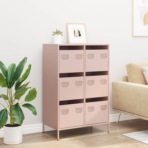 vidaXL Highboard Pink 68x39x101.5 cm Steel