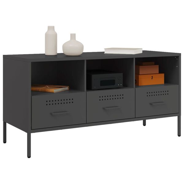 vidaXL TV Cabinet Black 100.5x39x50.5 cm Steel