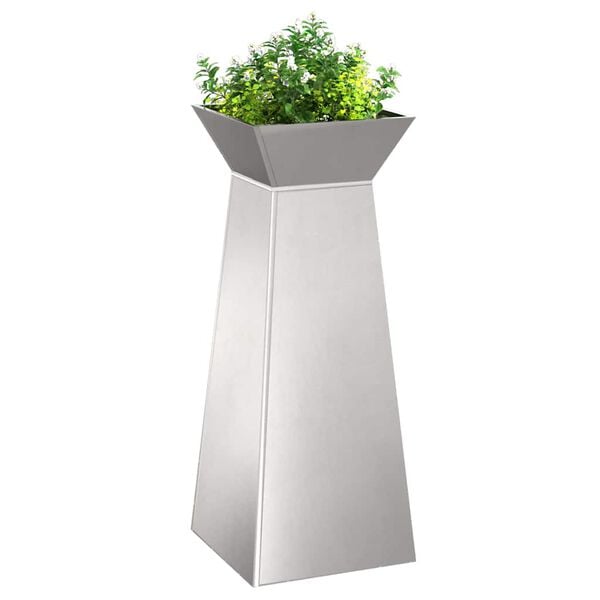 vidaXL Pillar Planter Silver 40 x 40 x 100 cm