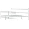 vidaXL Metal Bed Frame without Mattress with Footboard White 160x200cm