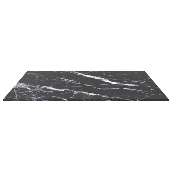vidaXL Table Top Black 70x70 cm 6 mm Tempered Glass with Marble Design