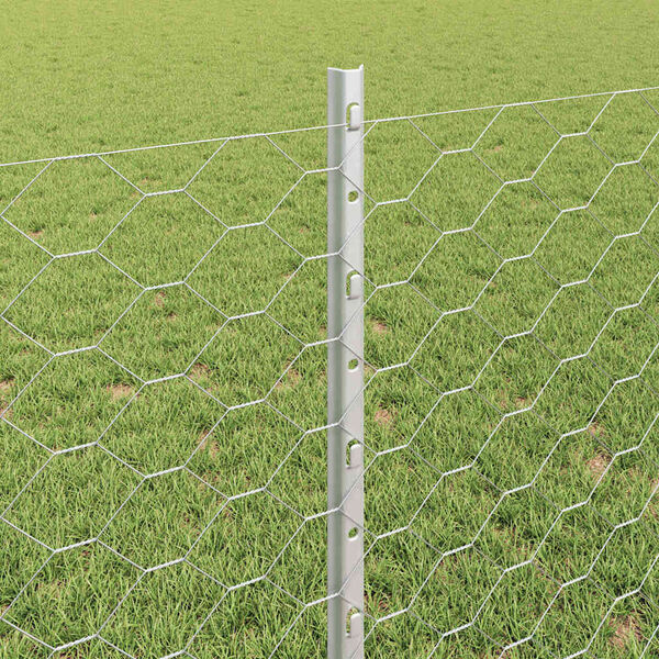 vidaXL Fence with Post Silver 0.8 x 100 m Steel