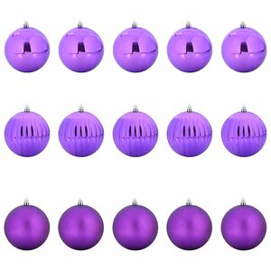 vidaXL Christmas Bauble Set XL 15 pcs Lilac &Oslash; 10 cm Plastic