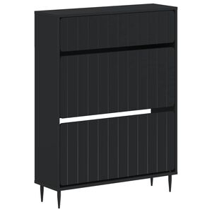 vidaXL Shoe Cabinet ZWOLLE 78 x 24 x 103 cm Engineered Wood Black