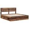 vidaXL Bed Frame with Headboard Old Wood 200 x 200 cm Solid Pine Wood