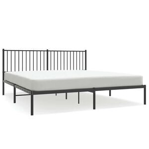 vidaXL Metal Bed Frame without Mattress with Headboard Black 180x200cm