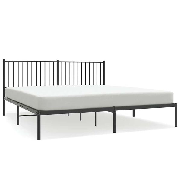 vidaXL Metal Bed Frame without Mattress with Headboard Black 180x200cm