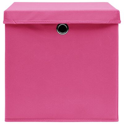 vidaXL Storage Boxes with Covers 10 pcs 28x28x28 cm Pink