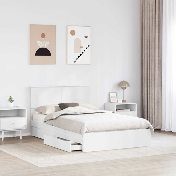 vidaXL Storage Bed with Headboard White 120 x 190 cm Engineered Wood