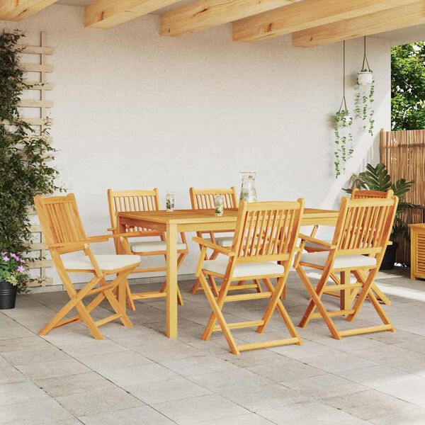 vidaXL Folding Chair 6 pcs White 49 x 57.5 x 92cm Solid Acacia wood