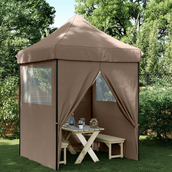 vidaXL Foldable Party Tent Pop-Up with 4 Sidewalls Brown