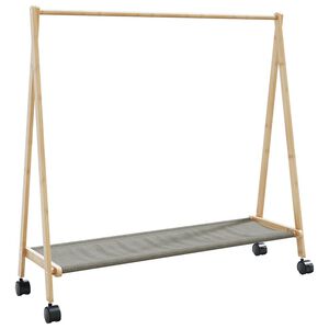 vidaXL Clothes Rack with Shelves and Wheels 106x34x106.5 cm Bamboo