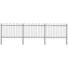 vidaXL Garden Fence with Hoop Top Steel 504x120 cm Black