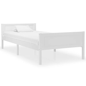 vidaXL Bed Frame without Mattress Solid Pinewood White 90x200 cm