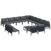 vidaXL Garden Sofa Set with Cushion 14 pcs Black Steel