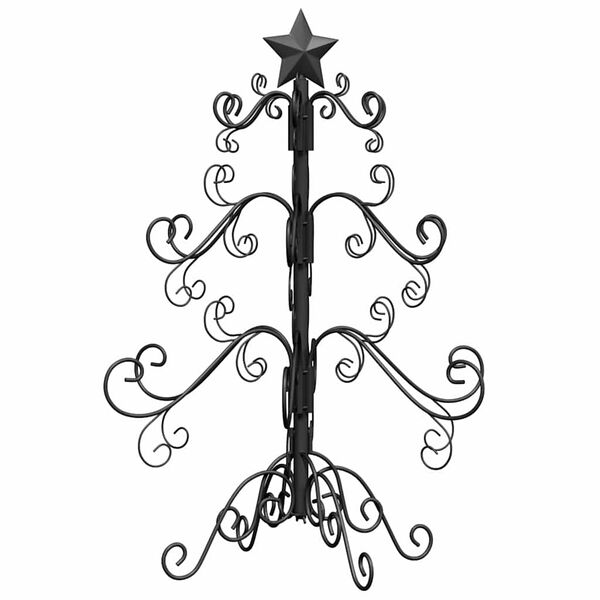 vidaXL Metal Christmas Tree with Stand Black 60 cm Powder-coated Steel