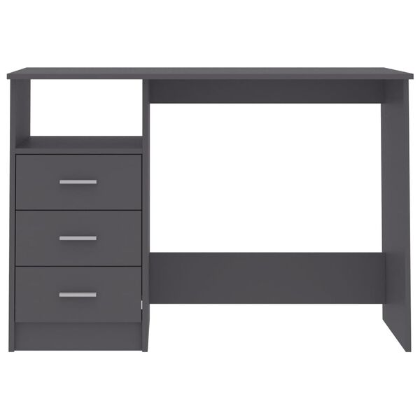 vidaXL Desk with Drawers Grey 110x50x76 cm Engineered Wood