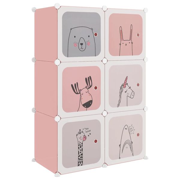 vidaXL Cube Storage Cabinet for Kids with 6 Cubes Pink PP