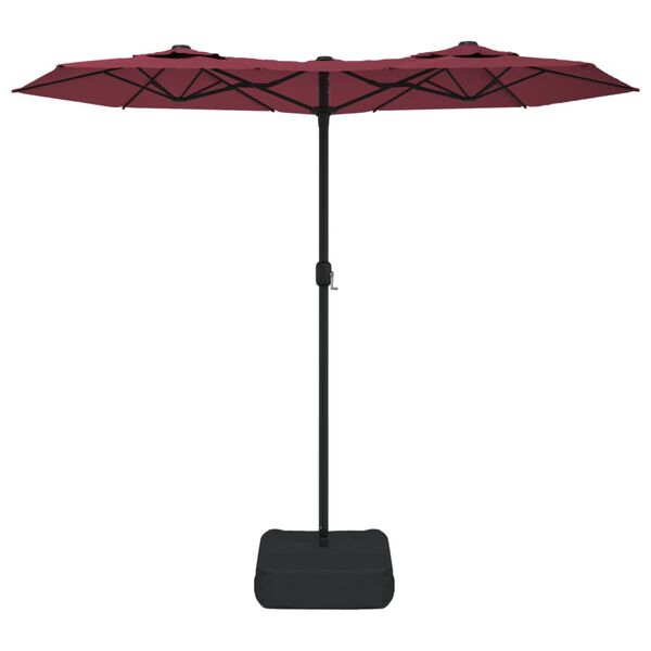 vidaXL Double-Head Garden Parasol with LEDs Bordeaux Red 316x145 cm