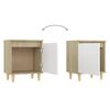 vidaXL Bed Cabinets Solid Wood Legs 2pcs Sonoma Oak&White 40x30x50cm