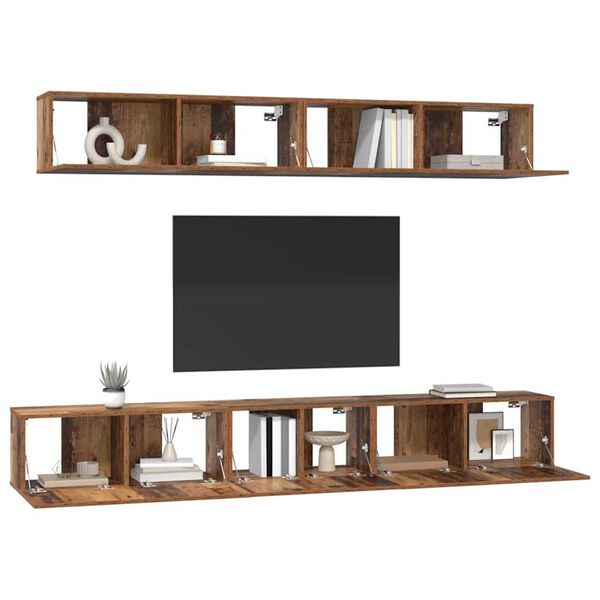 vidaXL TV Cabinet Set Wall-mounted 5 pcs Old Wood Engineered Wood