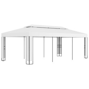 vidaXL Gazebo with Double Roof 3x6 m White