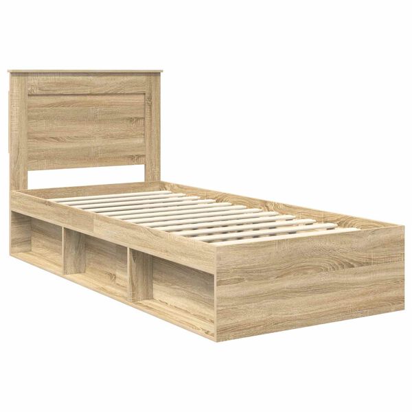 vidaXL Bed Frame with Headboard Sonoma 100 x 200 cm Solid Pine Wood